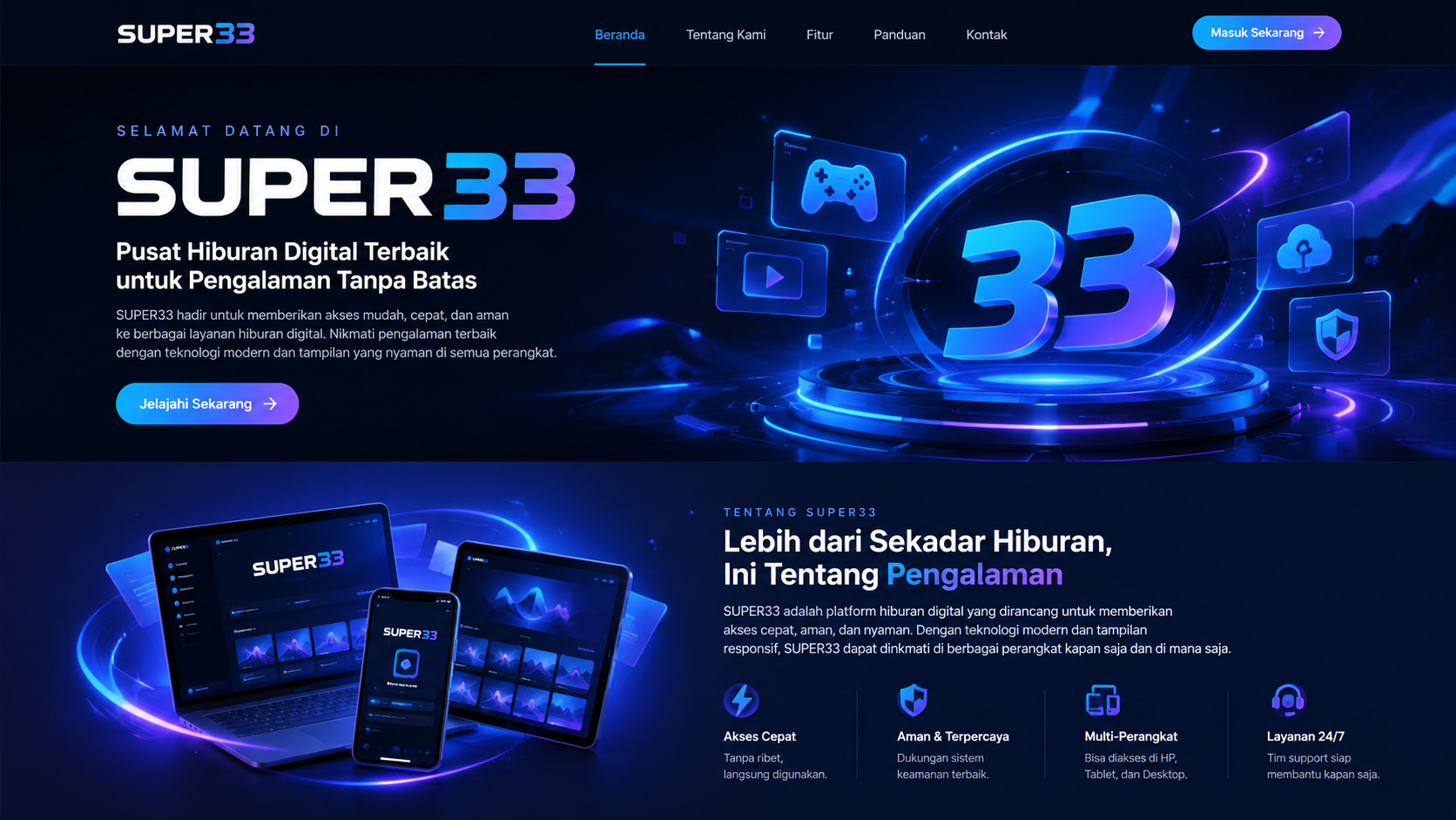 SUPER33 dengan tampilan platform digital modern